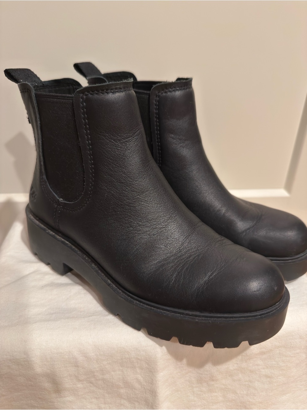 UGG Black Leather Chunky Chelsea Booties